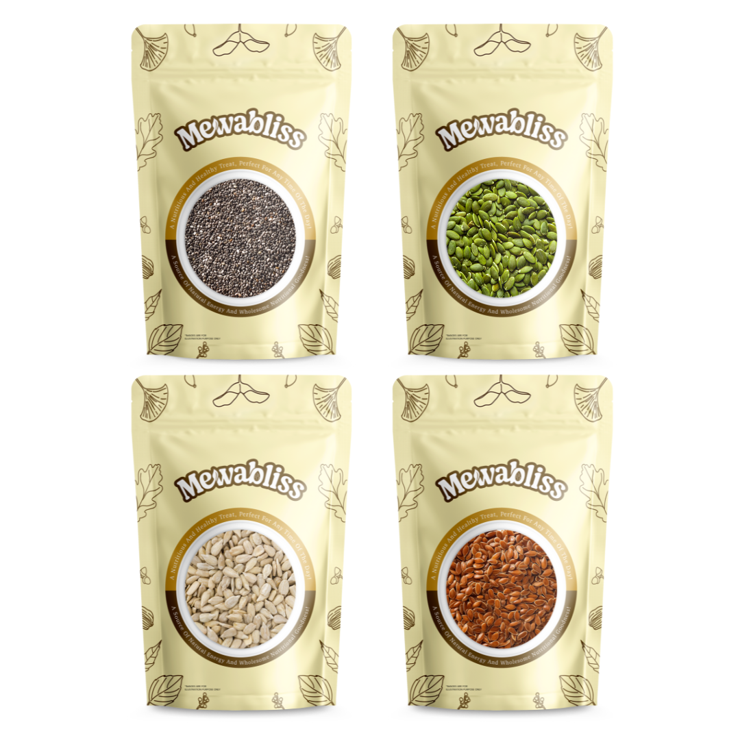 Mewabliss Super Seeds Combo Pack | Chia, Sunflower, Pumpkin & Flax Seeds